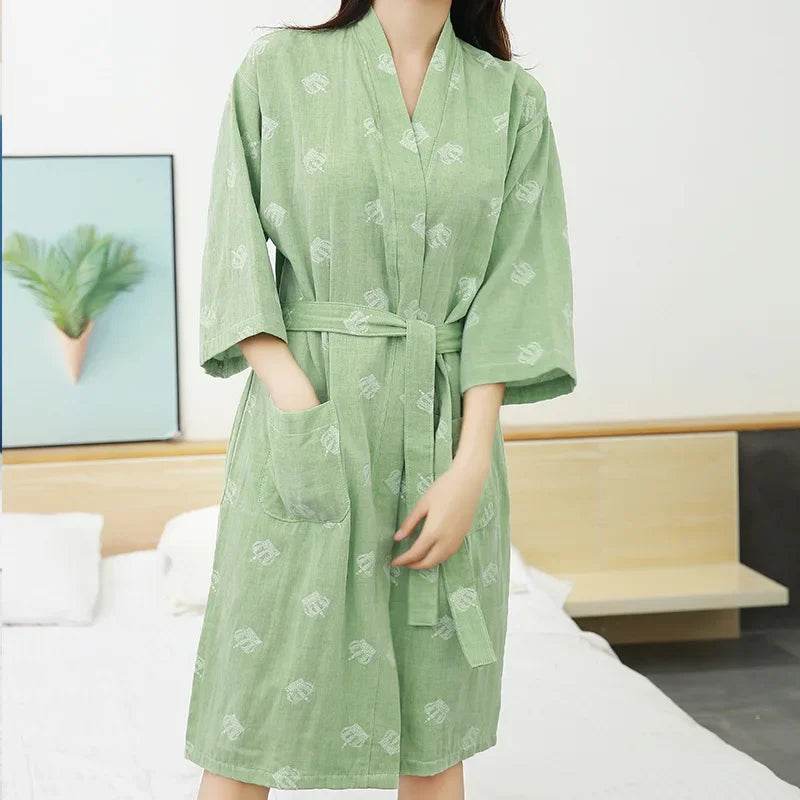 Breathable Cotton Half Sleeve Women’s Summer Robe - Sleep Galleria