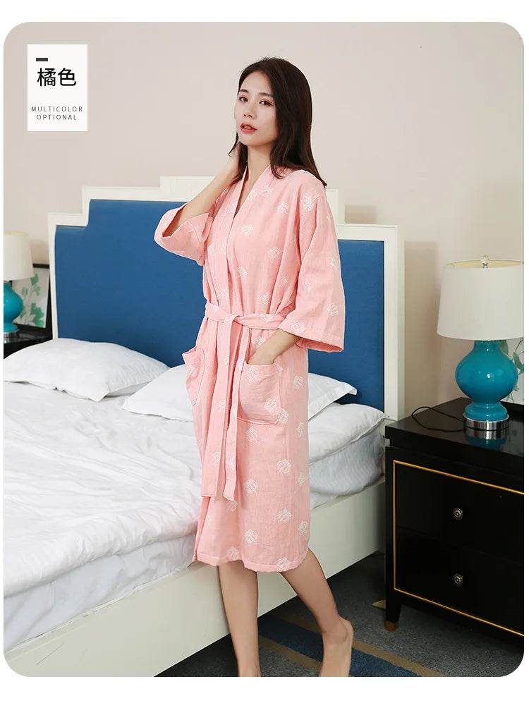 Breathable Cotton Half Sleeve Women’s Summer Robe - Sleep Galleria