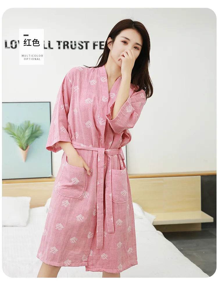 Breathable Cotton Half Sleeve Women’s Summer Robe - Sleep Galleria