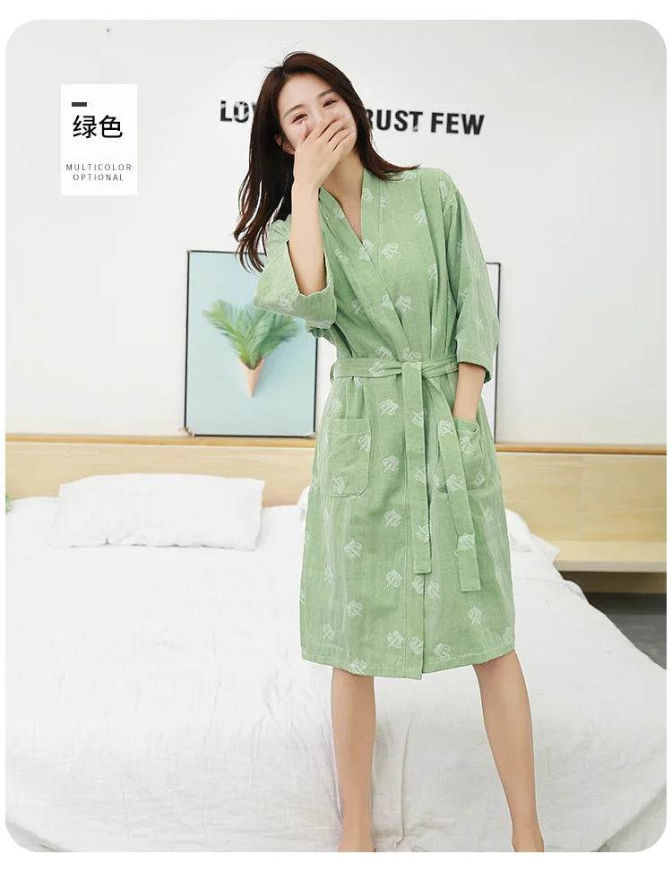 Breathable Cotton Half Sleeve Women’s Summer Robe - Sleep Galleria