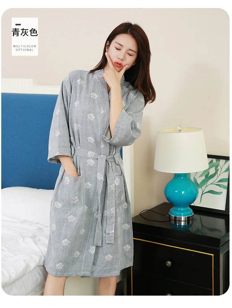 Breathable Cotton Half Sleeve Women’s Summer Robe - Sleep Galleria