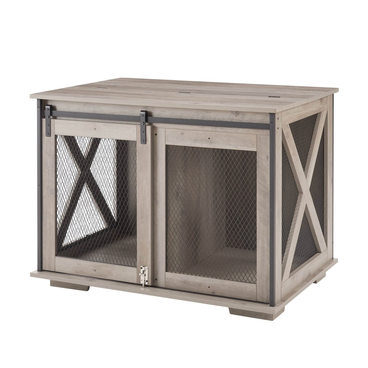 Farmhouse Wooden Dog Crate Furniture With Sliding Door - Sleep Galleria