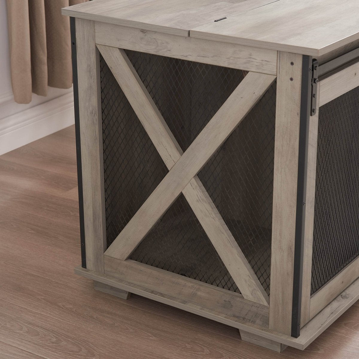 Farmhouse Wooden Dog Crate Furniture With Sliding Door - Sleep Galleria