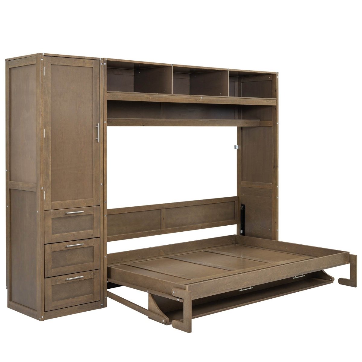 Full Size Antique Wood Murphy Bed With Storage - Sleep Galleria