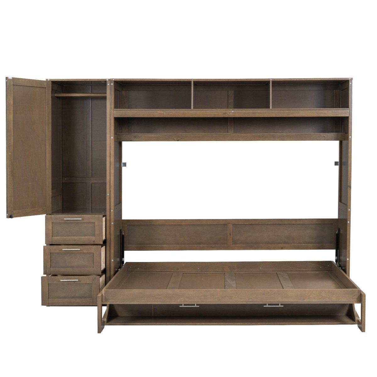 Full Size Antique Wood Murphy Bed With Storage - Sleep Galleria