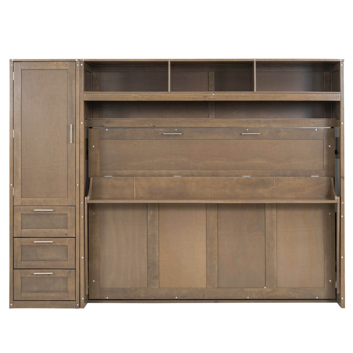 Full Size Antique Wood Murphy Bed With Storage - Sleep Galleria