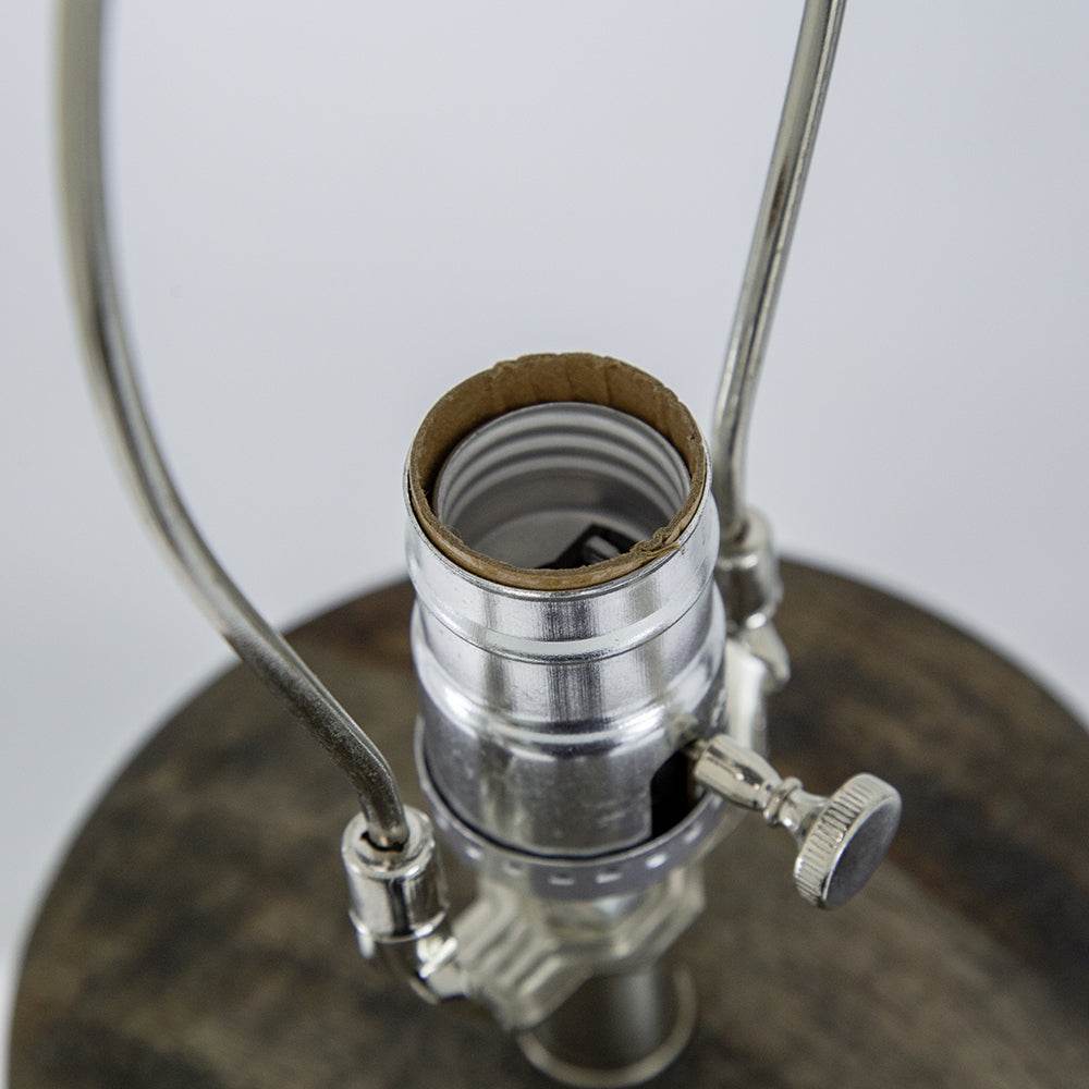 Hammered Iron Mango Wood Fabric Drum Table Lamp - Sleep Galleria