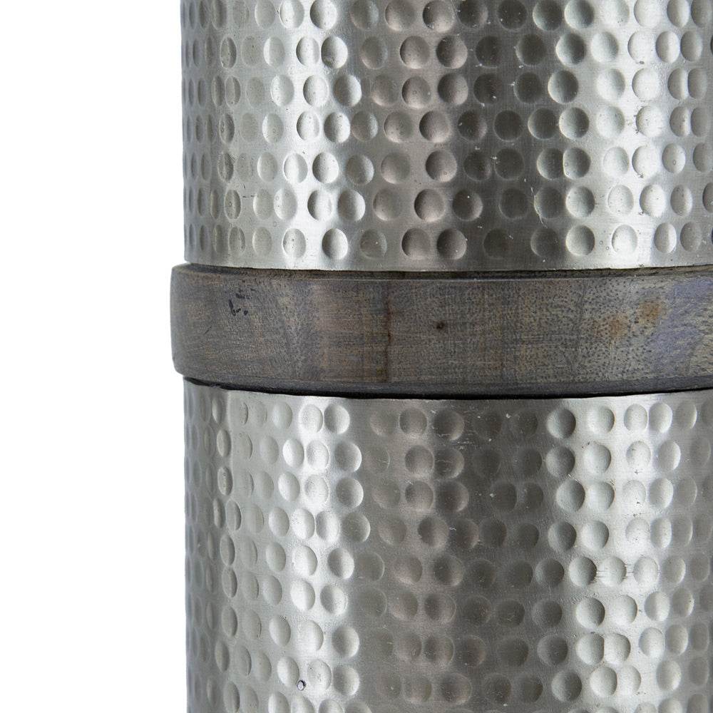 Hammered Iron Mango Wood Fabric Drum Table Lamp - Sleep Galleria