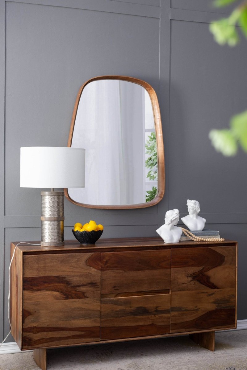 Hammered Iron Mango Wood Fabric Drum Table Lamp - Sleep Galleria