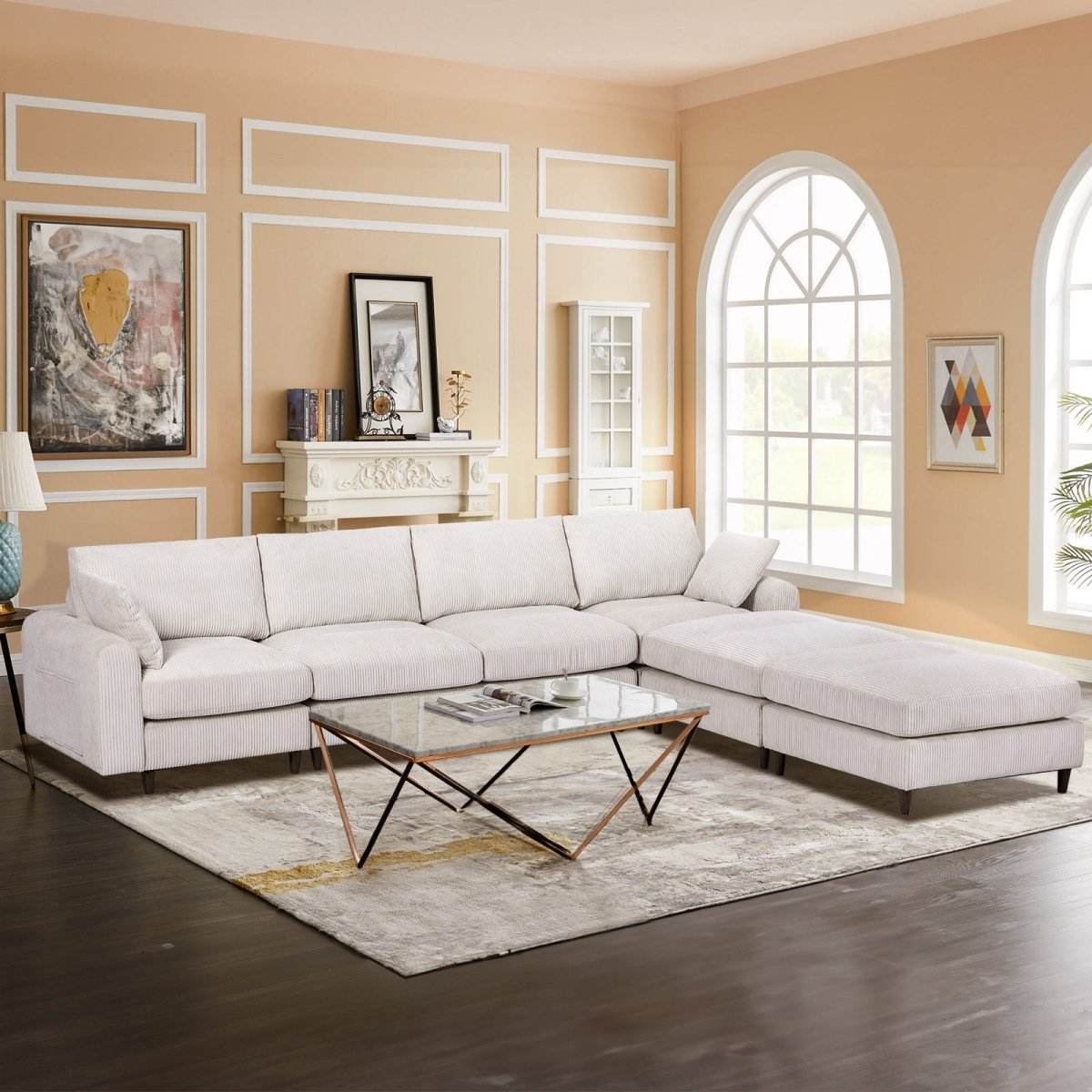 Mid-Century Modern Corduroy Modular Sectional Sofa - Sleep Galleria