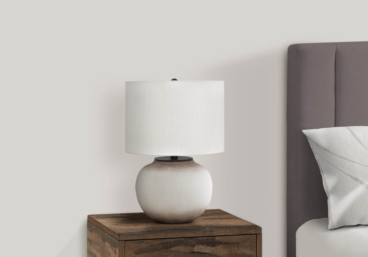 Modern Ceramic Table Lamp With Ivory Fabric Shade - Sleep Galleria