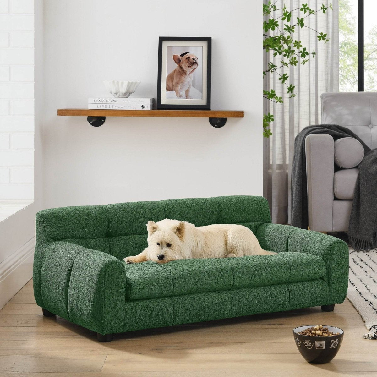 Modern Linen Upholstered Pet Sofa With Backrest - Sleep Galleria