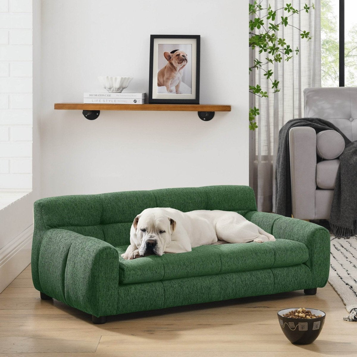 Modern Linen Upholstered Pet Sofa With Backrest - Sleep Galleria
