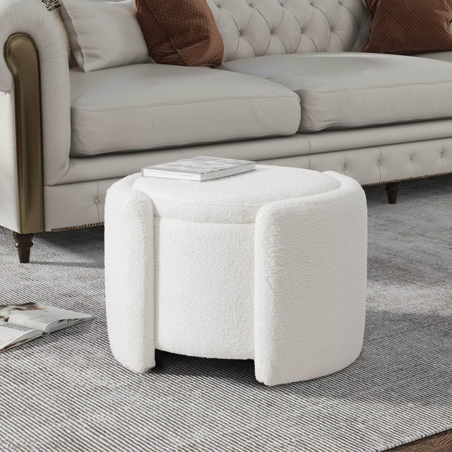 Multi-Functional Teddy Wool Storage Ottoman Stool - Omega Lifestyles