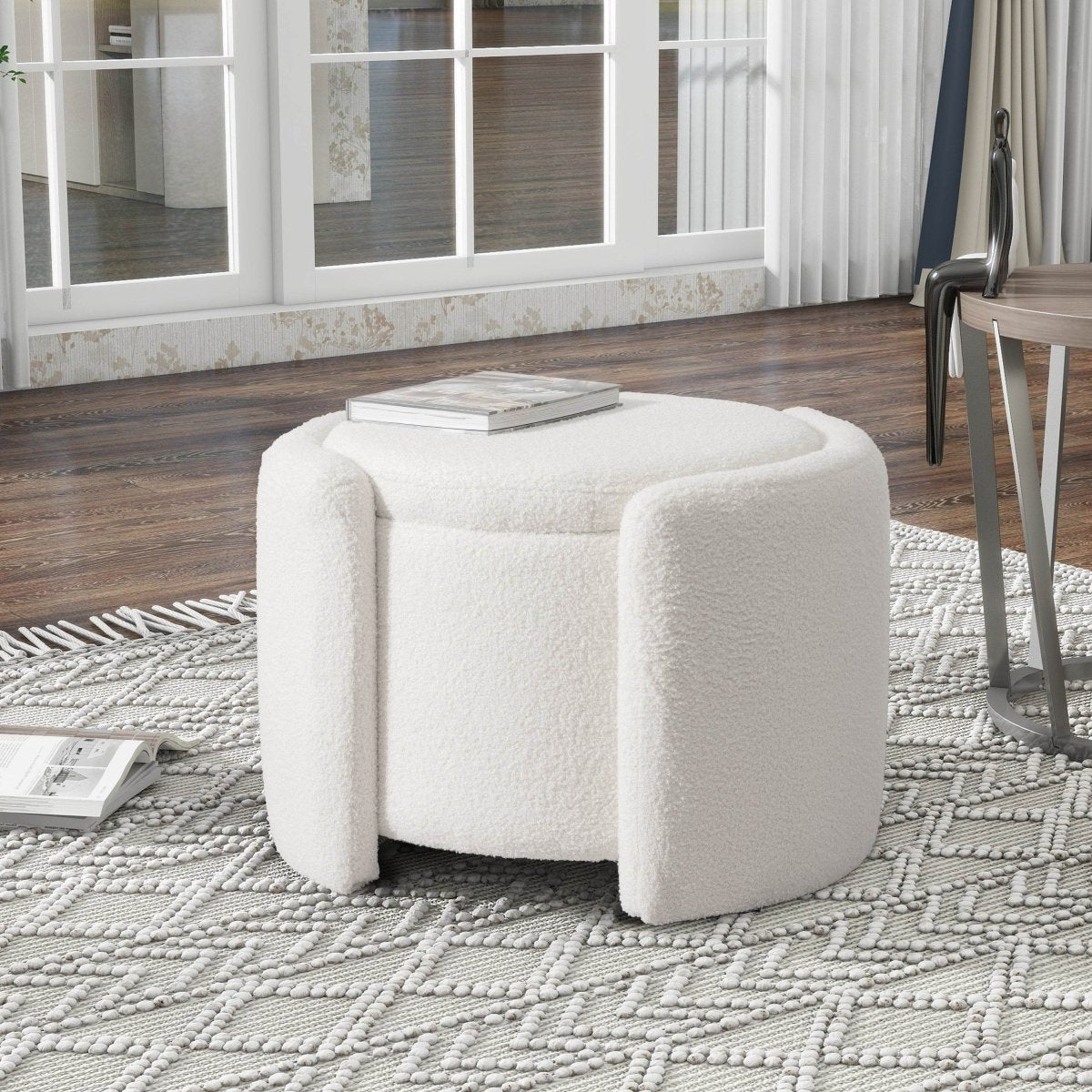 Multi-Functional Teddy Wool Storage Ottoman Stool - Omega Lifestyles