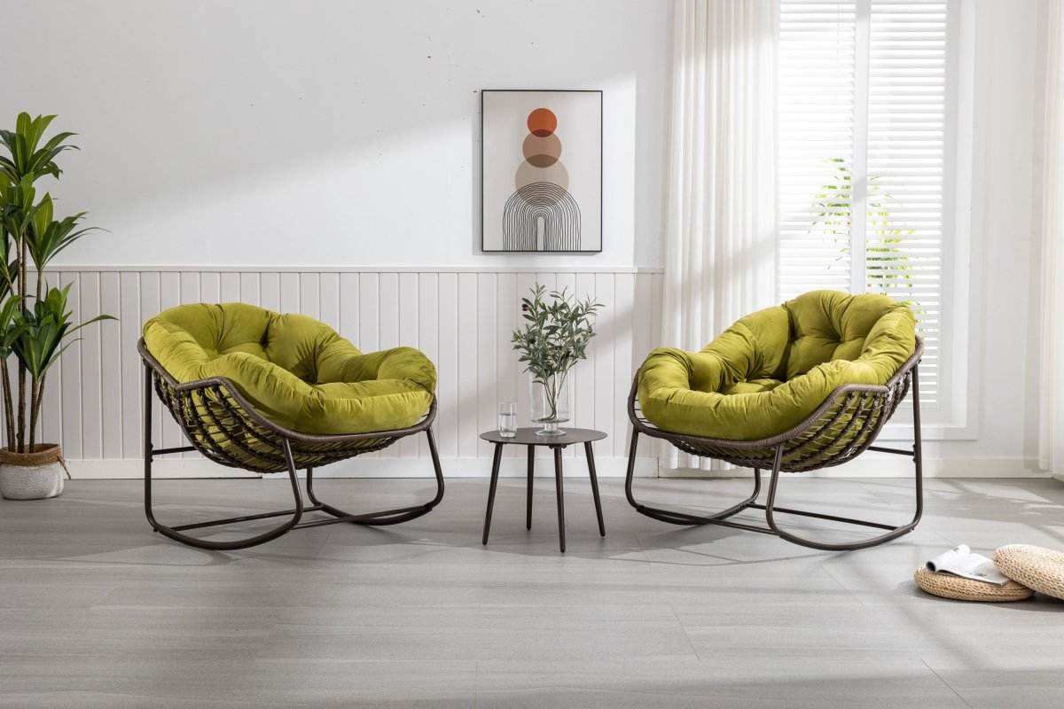 Outdoor Oversized Hand-Woven Rattan Rocking Chair - Omega Lifestyles