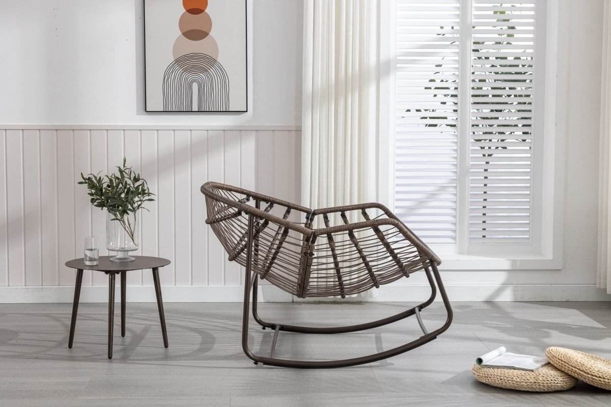 Outdoor Oversized Hand-Woven Rattan Rocking Chair - Omega Lifestyles