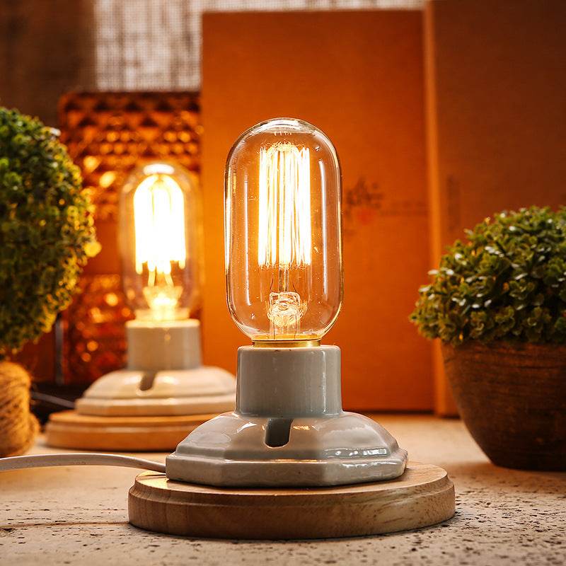 Retro Ceramic Wood Base Dimmable Night Light - Sleep Galleria