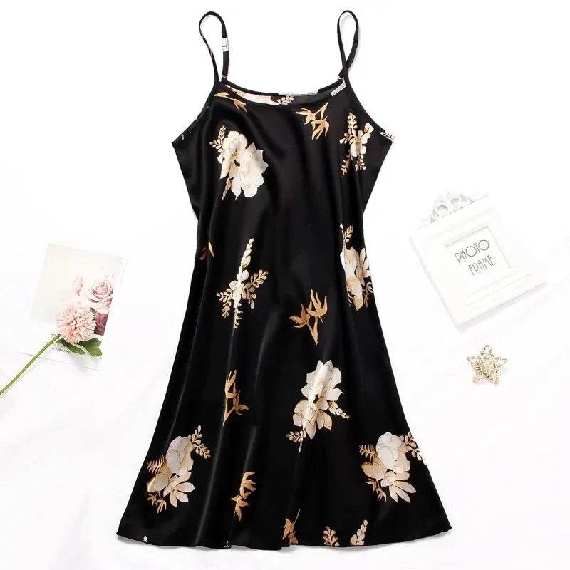 Silk Floral Print Women’s Nightdress Sleepwear - Sleep Galleria