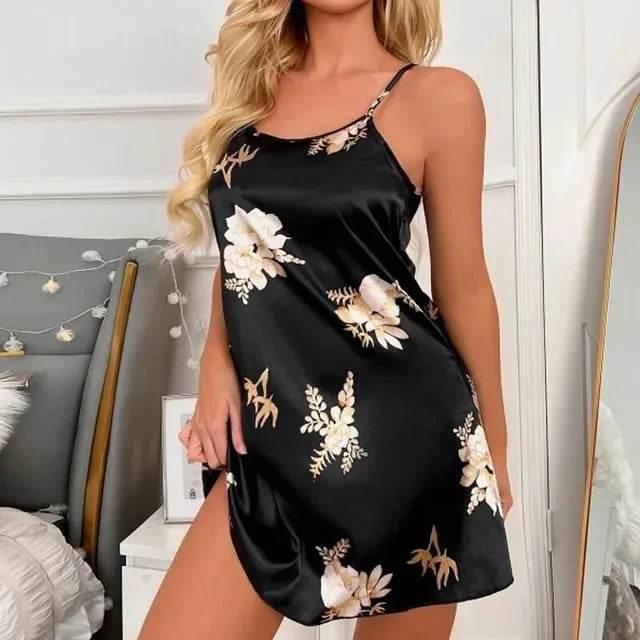Silk Floral Print Women’s Nightdress Sleepwear - Sleep Galleria