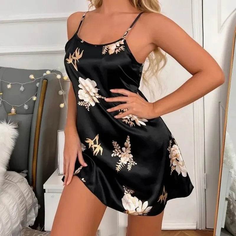 Silk Floral Print Women’s Nightdress Sleepwear - Sleep Galleria