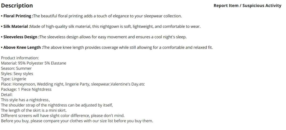 Silk Floral Print Women’s Nightdress Sleepwear - Sleep Galleria