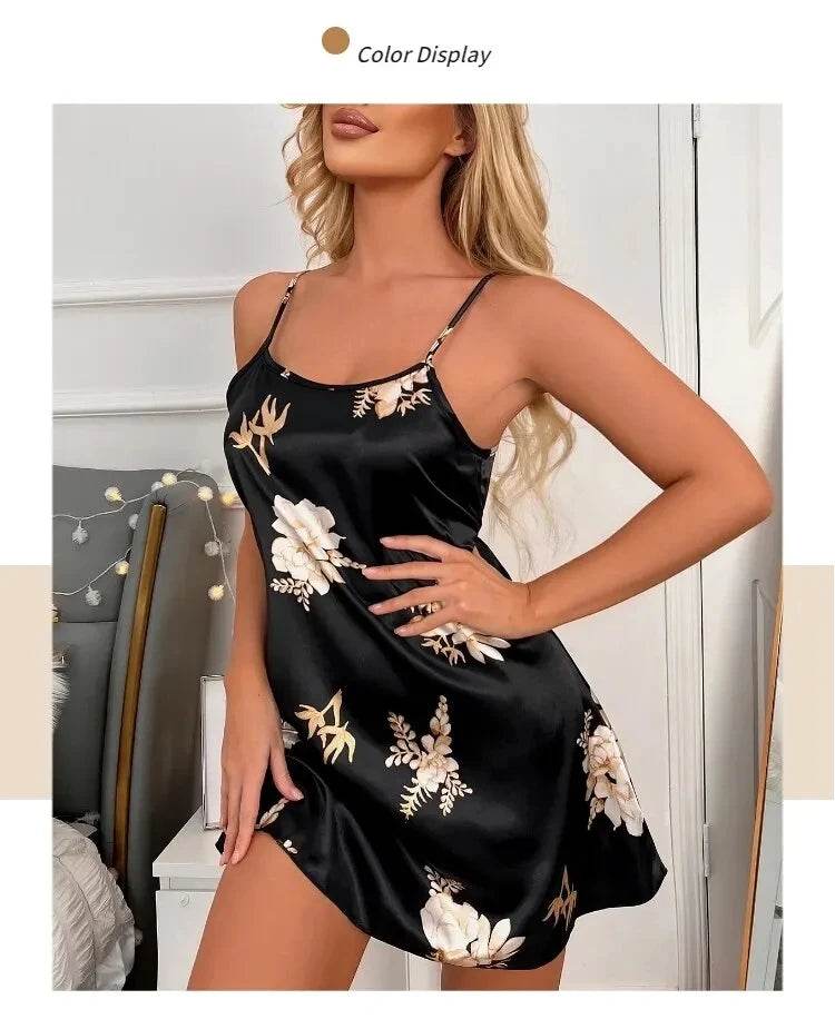 Silk Floral Print Women’s Nightdress Sleepwear - Sleep Galleria