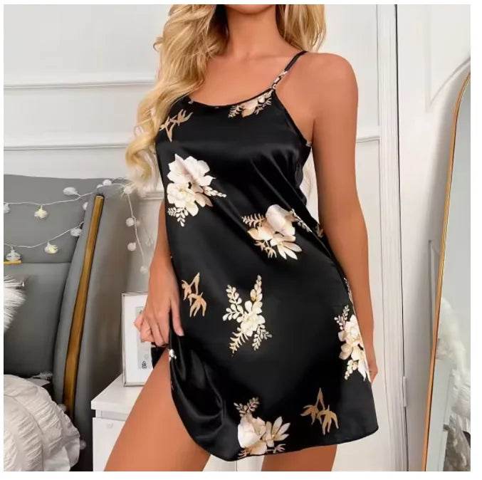 Silk Floral Print Women’s Nightdress Sleepwear - Sleep Galleria
