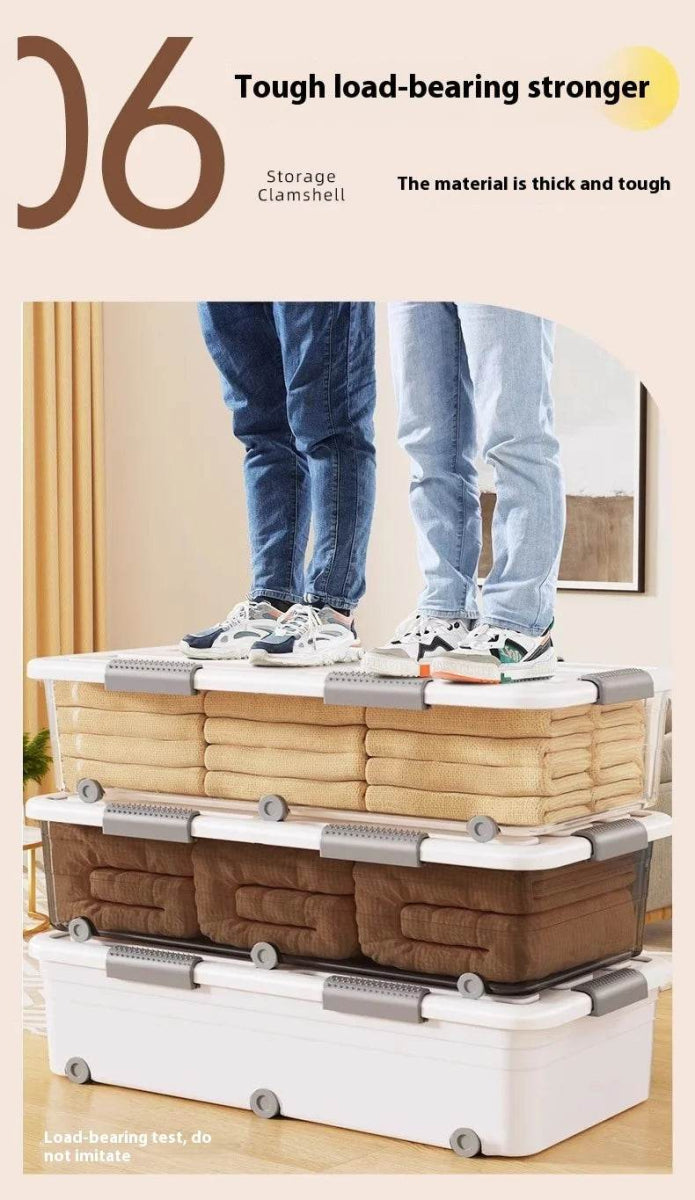 Underbed Organizer Plastic Multi-Layer Bed Under-Storage Box Extra-Large Capacity Bin With Wheels For Clothes, Quilts, Toys - Omega Lifestyles