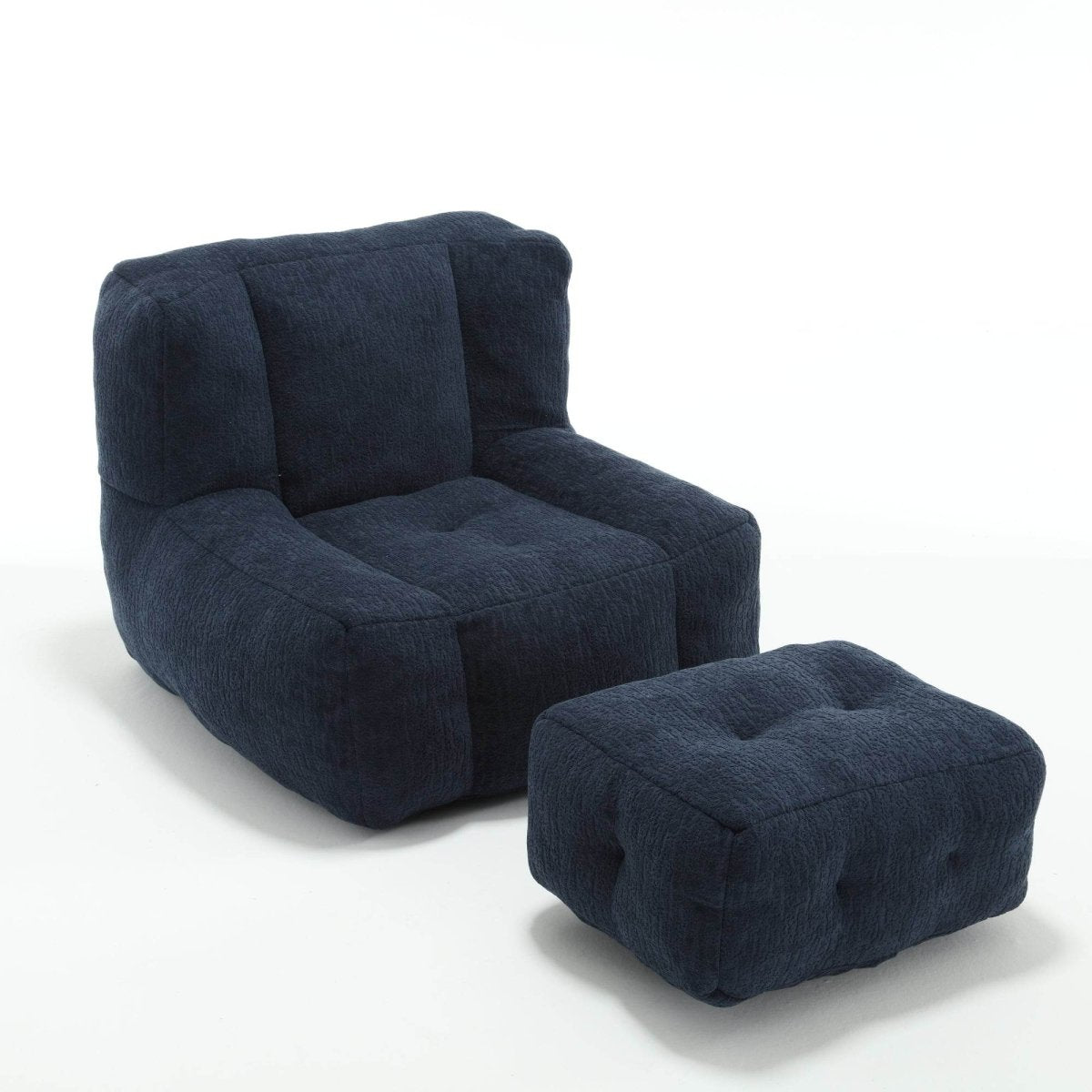 Velvet Memory Foam Indoor Bean Bag Chair With Ottoman - Sleep Galleria