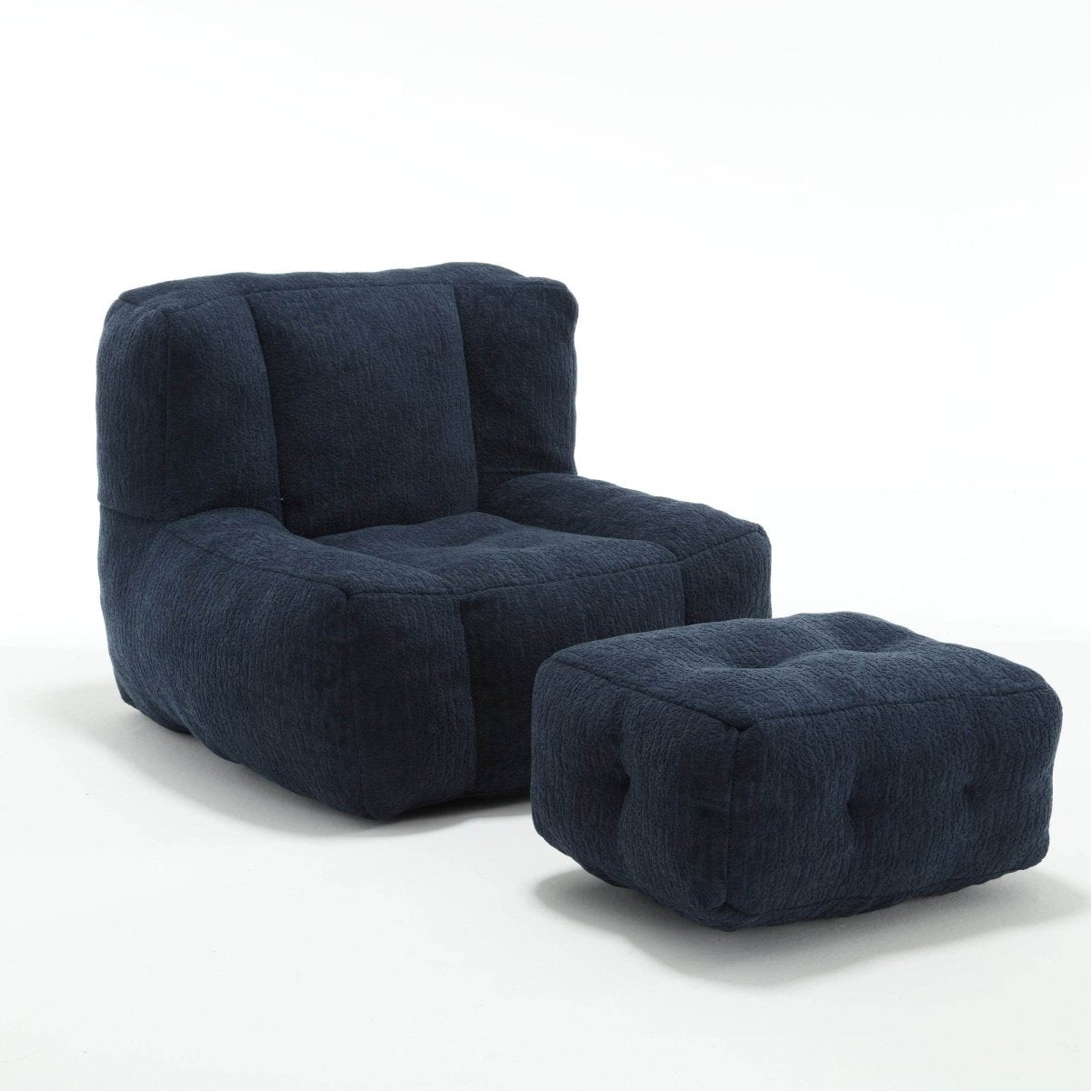 Velvet Memory Foam Indoor Bean Bag Chair With Ottoman - Sleep Galleria