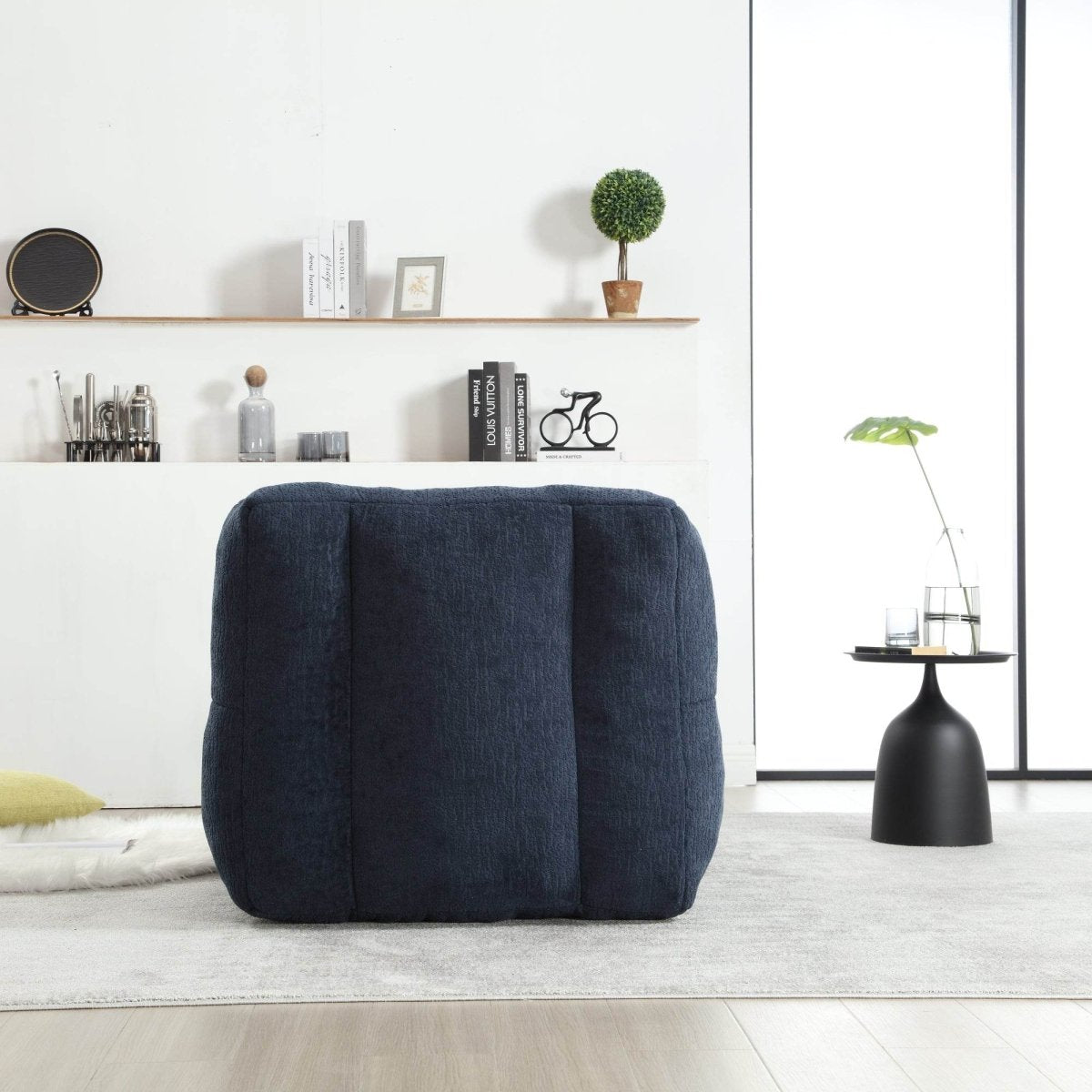 Velvet Memory Foam Indoor Bean Bag Chair With Ottoman - Sleep Galleria