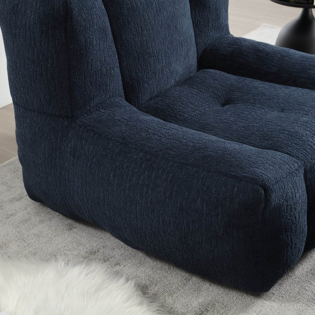 Velvet Memory Foam Indoor Bean Bag Chair With Ottoman - Sleep Galleria