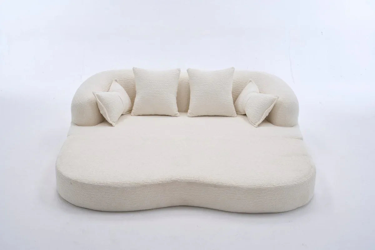 2-in-1 Foldable Chenille Fabric Sofa Bed With Pillows - Omega Lifestyles