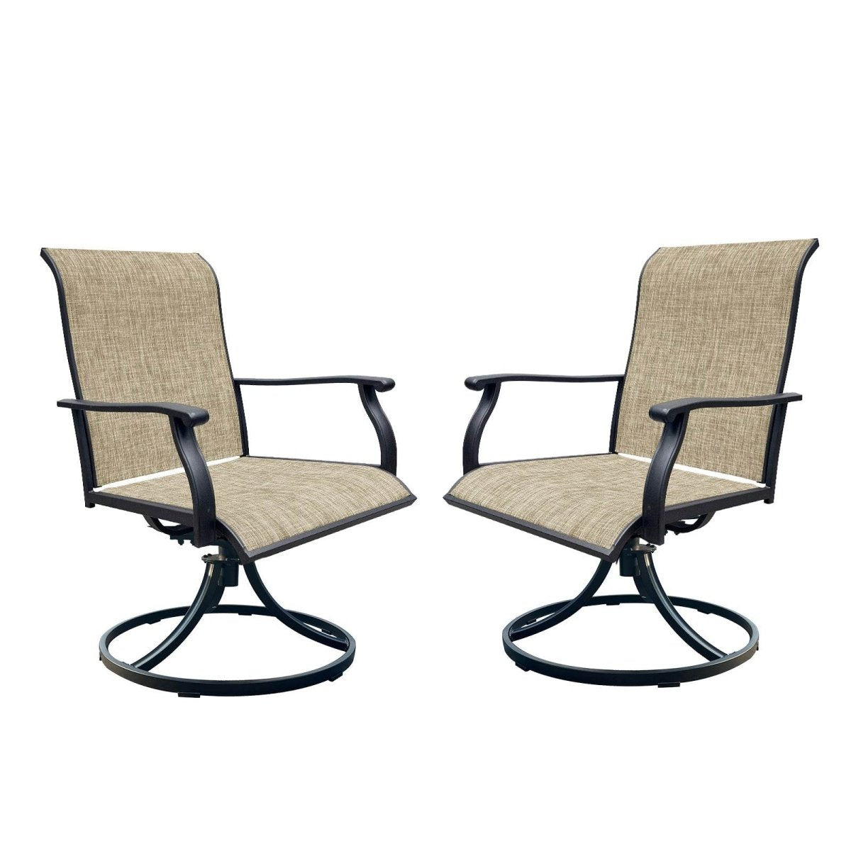 2 - Piece Outdoor Modern Textilene Swivel Patio Chairs - Restanew - Omega Lifestyles