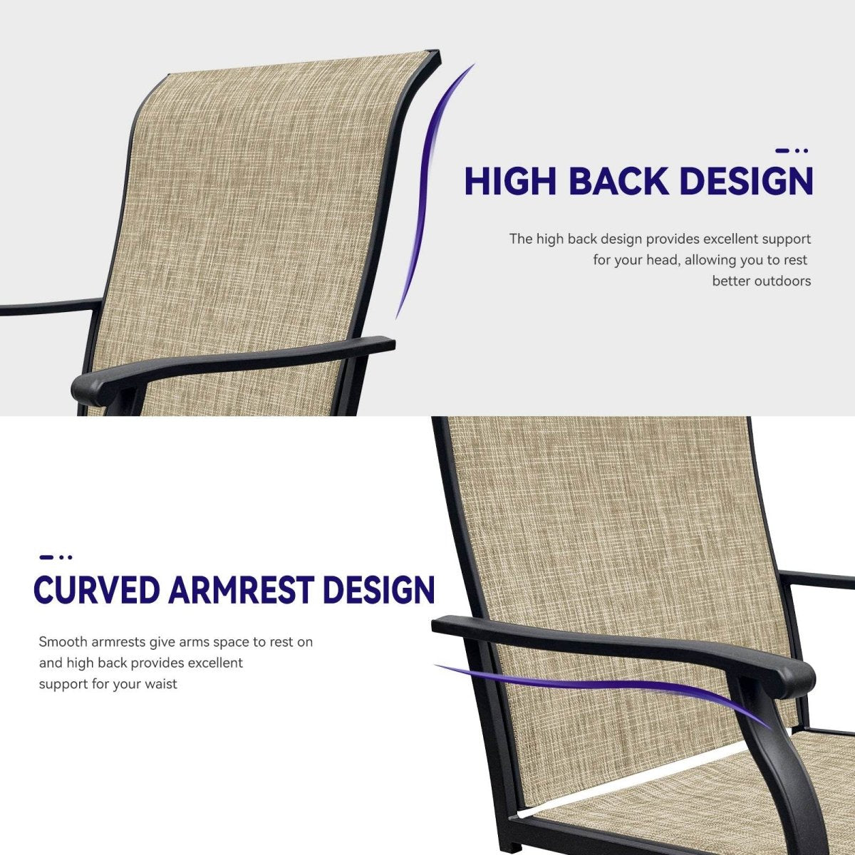 2 - Piece Outdoor Modern Textilene Swivel Patio Chairs - Restanew - Omega Lifestyles