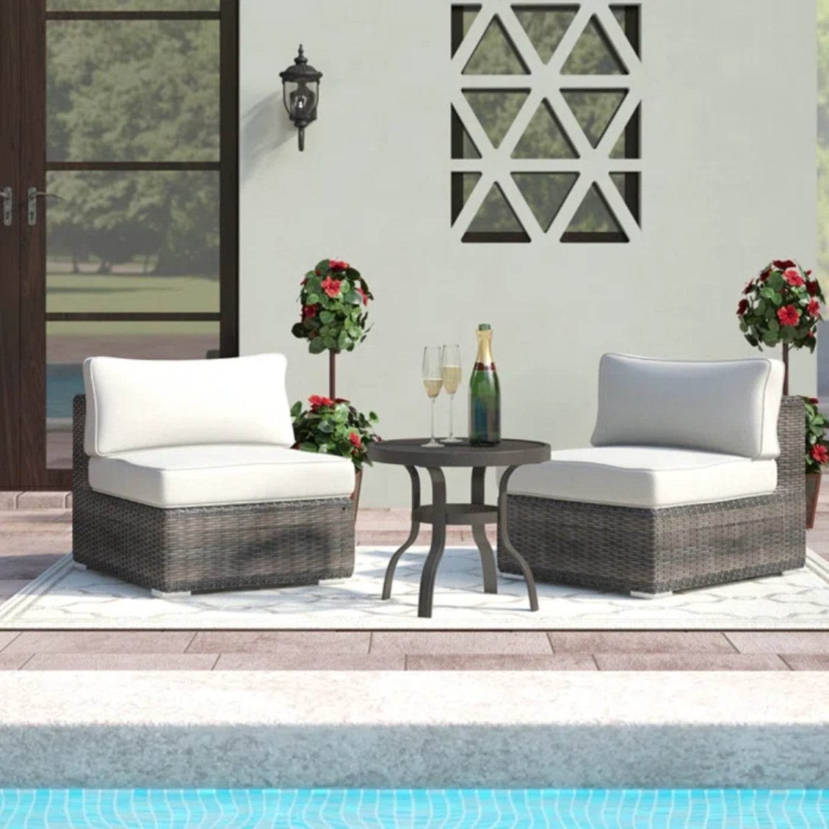 2 - Piece Outdoor Wicker Lounge Chair Set With Cushions - Restanew - Omega Lifestyles