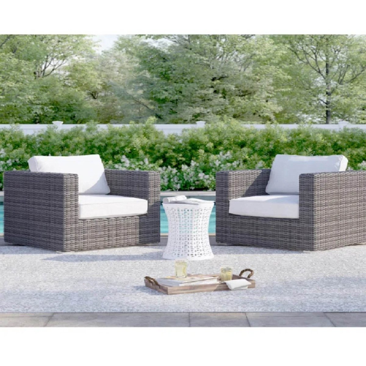 2 - Piece Outdoor Wicker Patio Club Chair Set With Cushions - Restanew - Omega Lifestyles