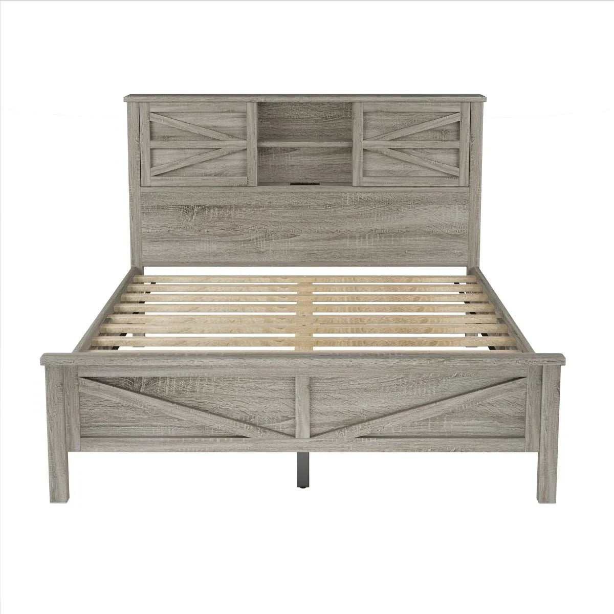 3-Piece Queen Antique Gray Farmhouse Platform Bed Set - Omega Lifestyles