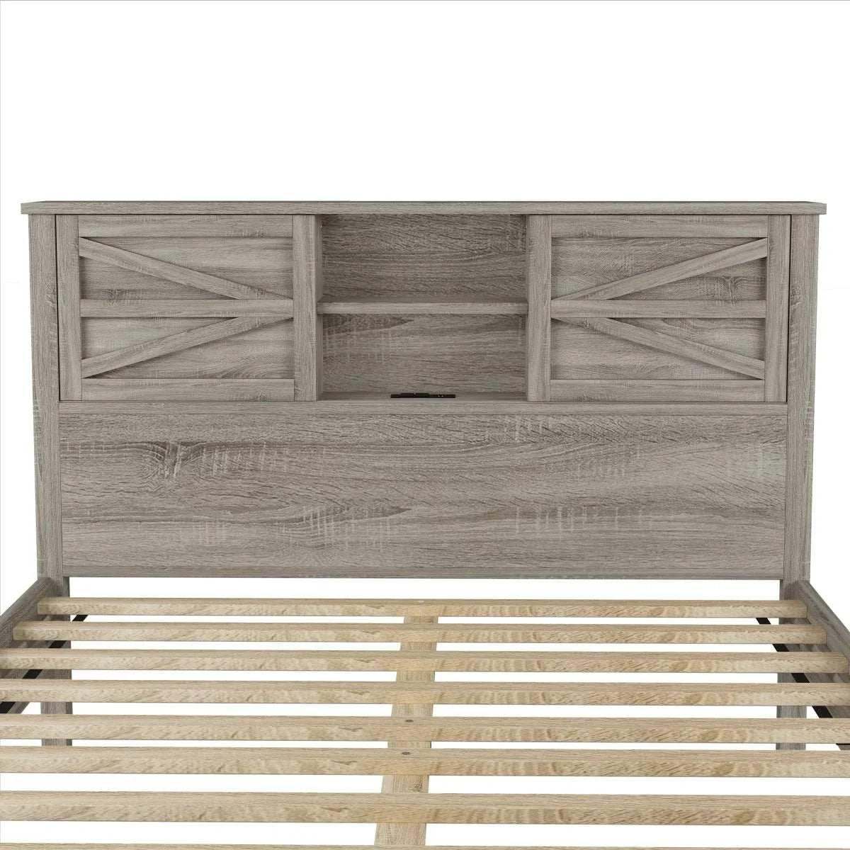 3-Piece Queen Antique Gray Farmhouse Platform Bed Set - Omega Lifestyles