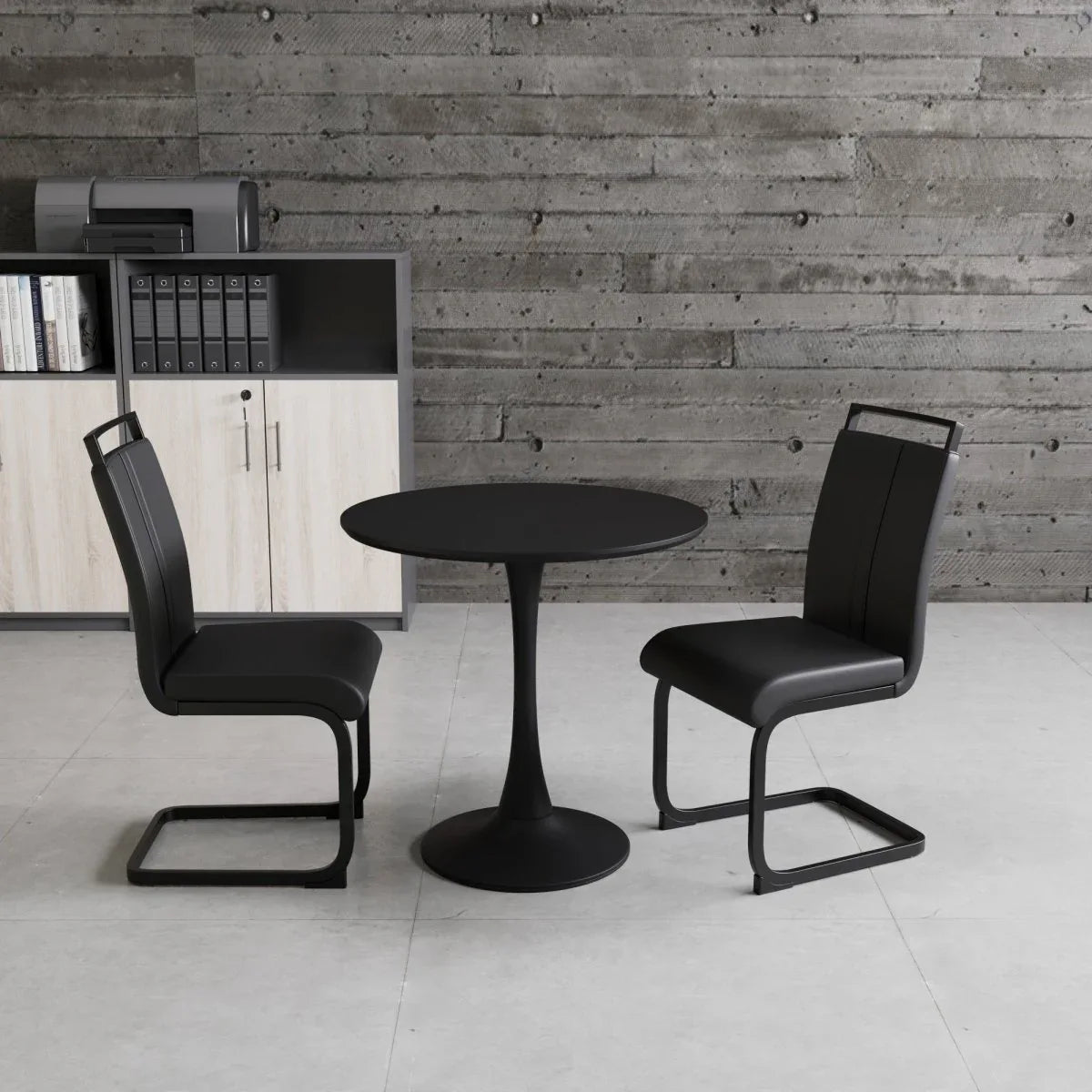 31.5-Inch Round Black MDF Dining Table Set With Chairs - Omega Lifestyles