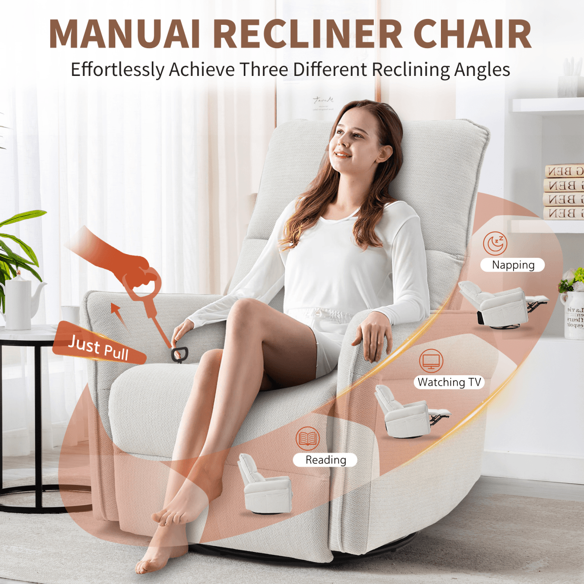 360 - Degree Swivel Rocker Recliner Chair With Footrest - Restanew - Omega Lifestyles
