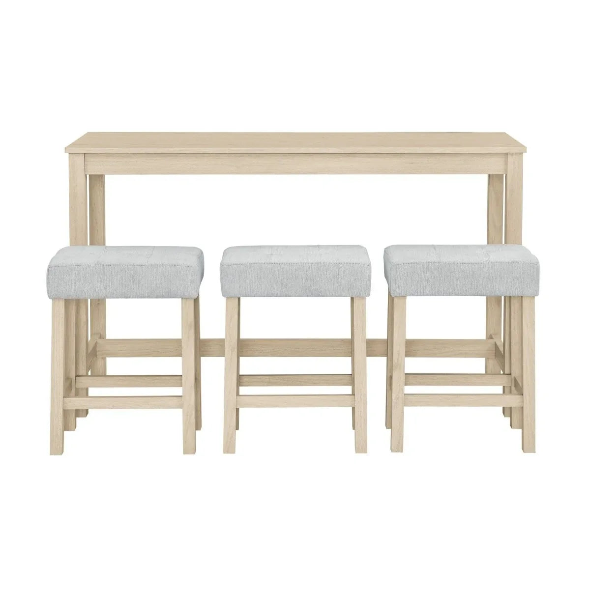 4-Piece Light Oak Solid Wood Bar Table And Stools Set - Omega Lifestyles