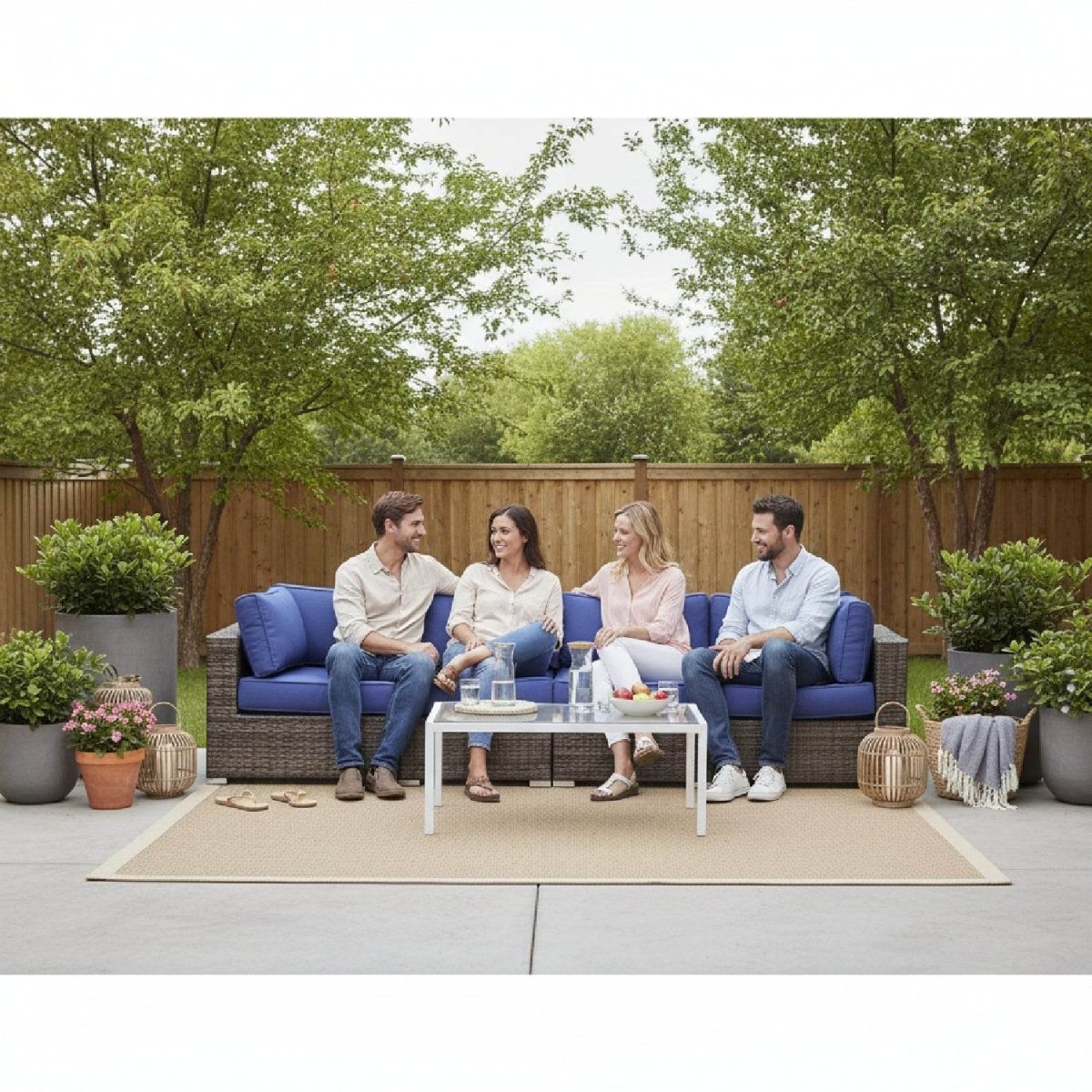 4 - Piece Weather - Resistant Outdoor Wicker Patio Sofa Set - Restanew - Omega Lifestyles