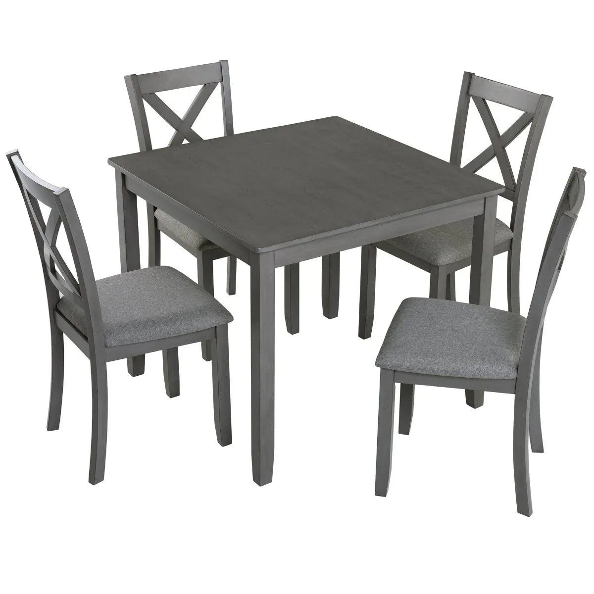 5-Piece Modern Solid Wood Grey Dining Table Set - Omega Lifestyles