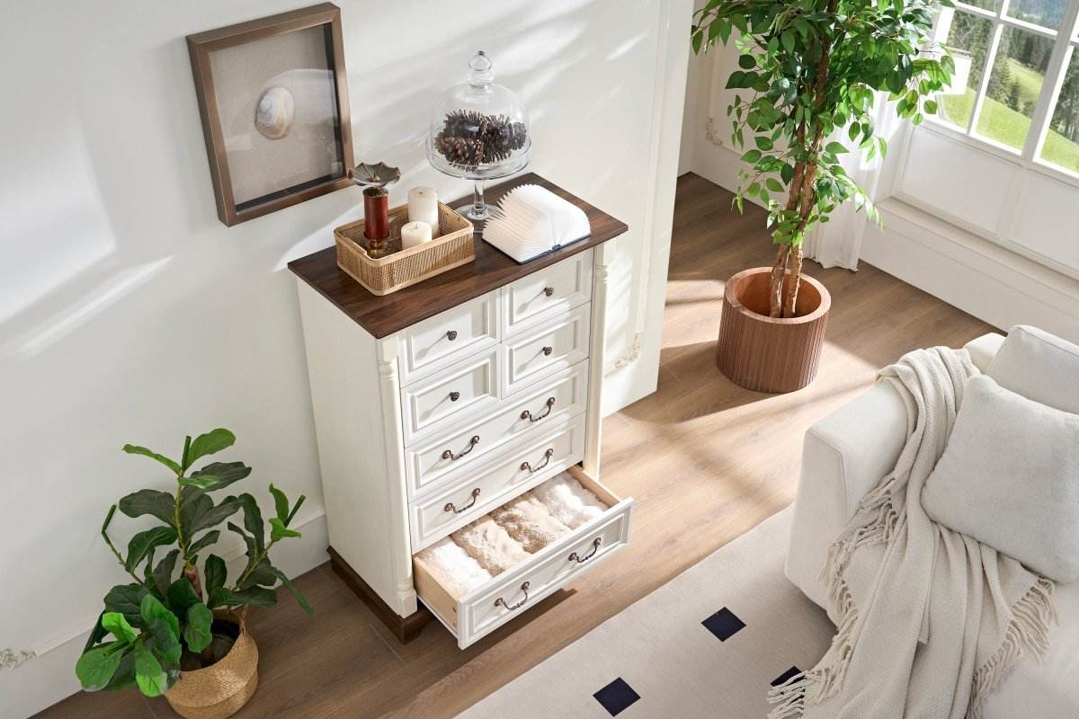 7-Drawer Rustic Walnut Storage Dresser Chest - Sleep Galleria