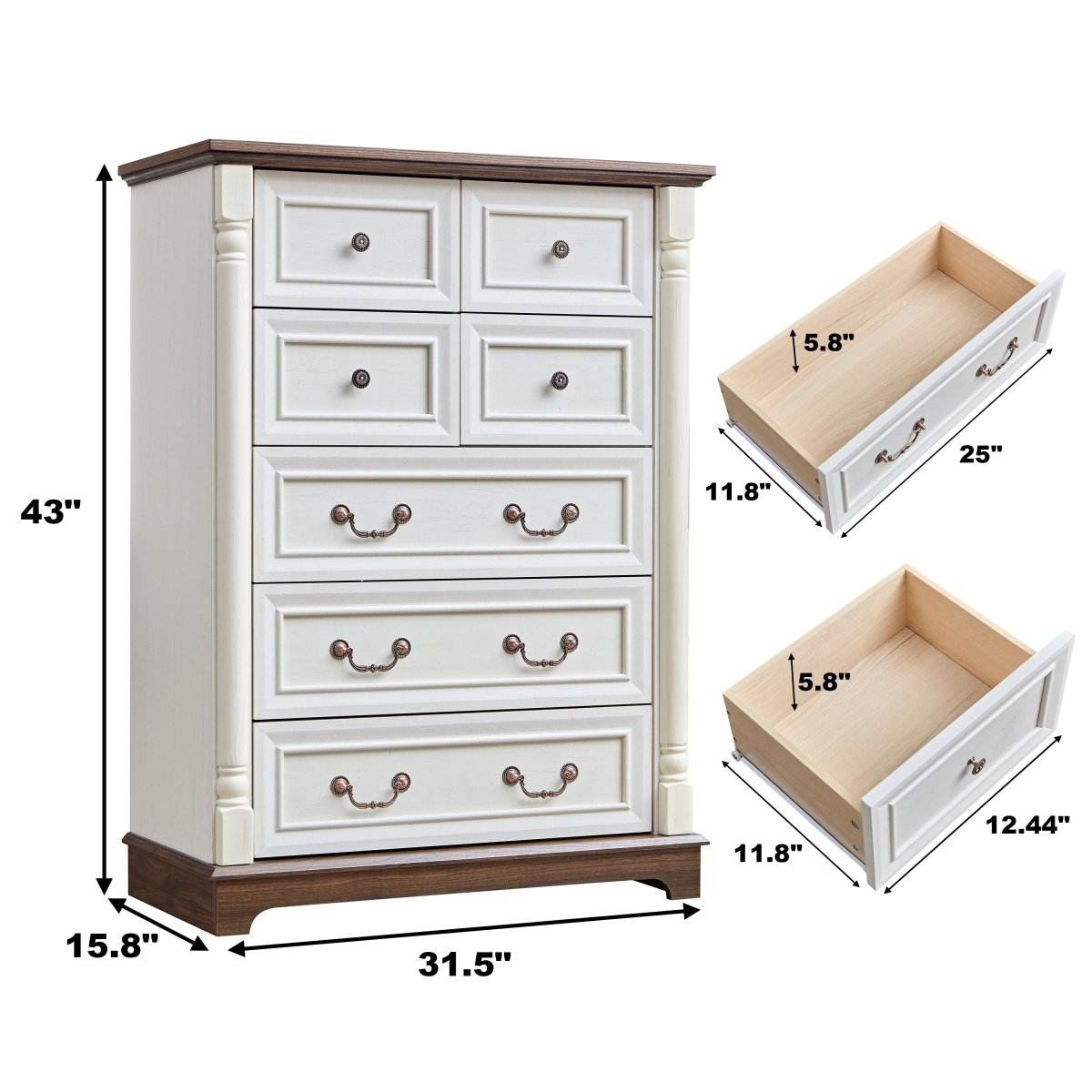 7-Drawer Rustic Walnut Storage Dresser Chest - Sleep Galleria