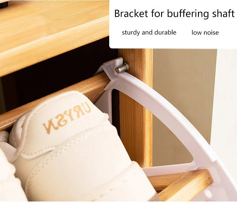 Bamboo Shoe Cabinet With 3 Rattan Flip Drawers - Omega Lifestyles