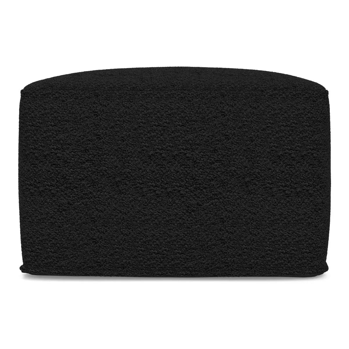 Black Cotton Boucle Square Pouf Ottoman - Omega Lifestyles