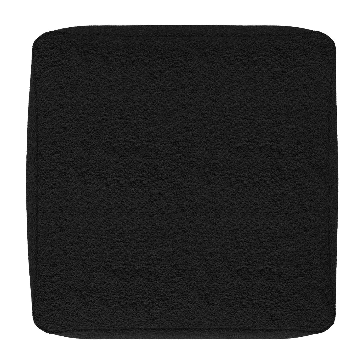 Black Cotton Boucle Square Pouf Ottoman - Omega Lifestyles